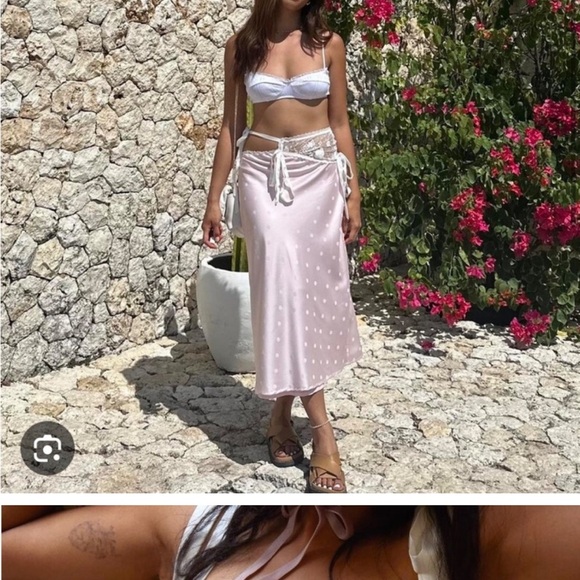 RARE CECILY SKIRT LACE PINK BOWS - Picture 5 of 5